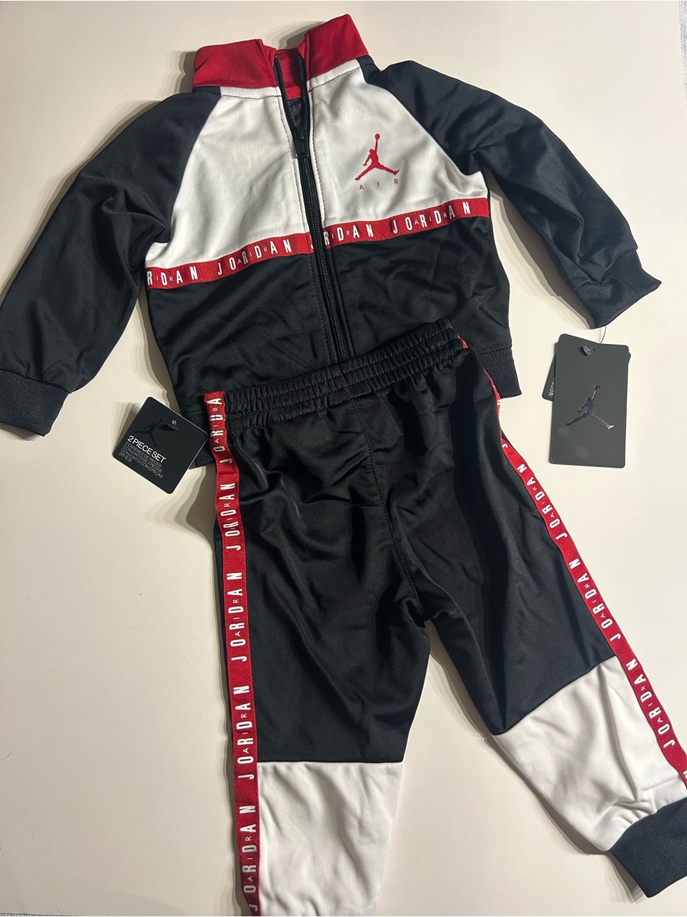 Jordan Kids Black, White & Red Track Joggers Set